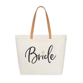 ELEGANTPARK Bride Gifts Bride Bag Wedding Gifts for Bride Bridal Shower Bachelorette Gifts for Bride Honeymoon Gifts Large Travel Bag Canvas Tote Bag with Zipper