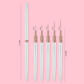 Nail art brushes, 5Pcs Nail Art Liner Brushes, Painting Art Design Brush Set Nail Dotting Drawing Tool for Long Lines, Thin Details, Fine Drawing Sizes 4/8/12/20/25mm, Sliver