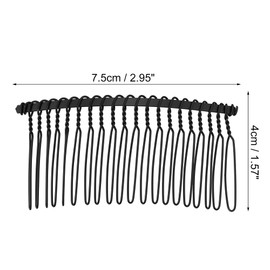 VOCOSTE Anti-Slip Hairside Comb Axserie Metal Black Hair Side Comb Retaining Hair Clip 7.6cm 2pcs