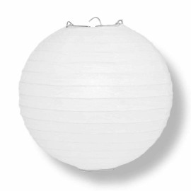 Quasimoon (5-PACK) 10" White Round Paper Lantern, Even Ribbing, Hanging Decoration
