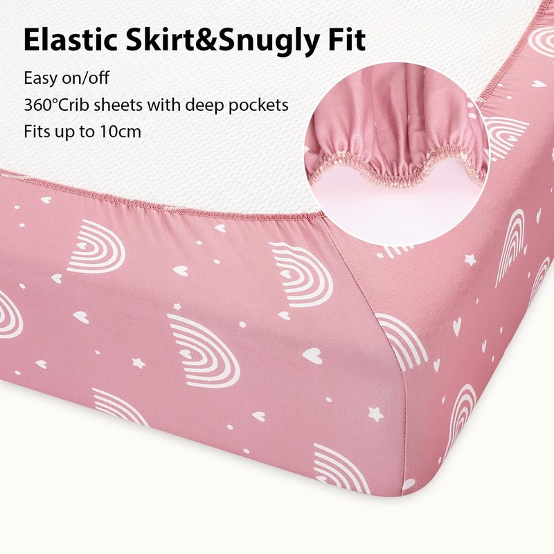 FIEMOL Next to Me Crib Sheets 85x51cm Fitted, 3 Pack