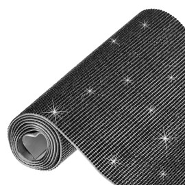 MECCANIXITY 40500 Pcs Bling Crystal Rhinestone Sheet Self-Adhesive Rhinestone Diamond Gems Sticker 39.4 x 7.9 Inch DIY Car Decoration Sticker for DIY Car Phone Clothing Craft Black