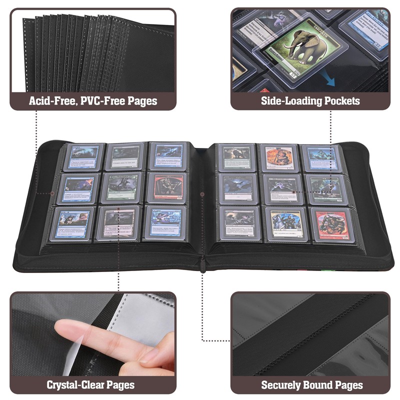 Top Loader Binder, 9-Pocket Trading Card Album, Holds 360 Top