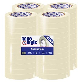Aviditi Tape Logic 3/4 Inch x 60 Yards, Removable Easy Tear Masking Tape, Natural, (Pack of 48) - Great for Home, Office, Painting, Labeling, Arts and Crafts