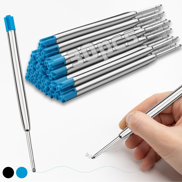 SWTYExt Pack of 30 Ballpoint Pen Refills Blue Ballpoint Pen
