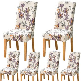 JMYDecor Dining Chair Covers Set of 6,Stretch Printed Removable Washable Chair Slipcovers Seat Protector Cover for Kitchen Dining Room Home Party Hotel Wedding