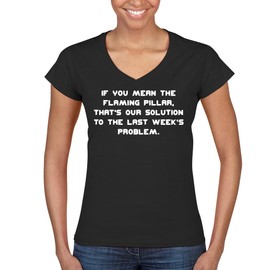 If You Mean The Flaming Pillar, That's Our Solution to The Last Week's Problem. - Women's Ultra-Soft Deep V-Neck T-Shirt – Lightweight, Comfortable & Flattering Fit CP05 Black