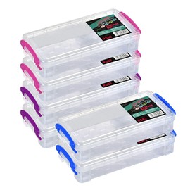 EMNIMQ 6 x small storage boxes, rectangular plastic box with lockable lids, plastic box, plastic container holds pens, small items, keys, screws, components