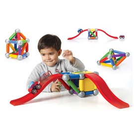 SmartMax Stunt Cars (Basic Stunt) STEM Magnetic Discovery Building Set with Moving Vehicles Featuring Safe, Extra-Strong, Oversized Building Pieces for Ages 3+