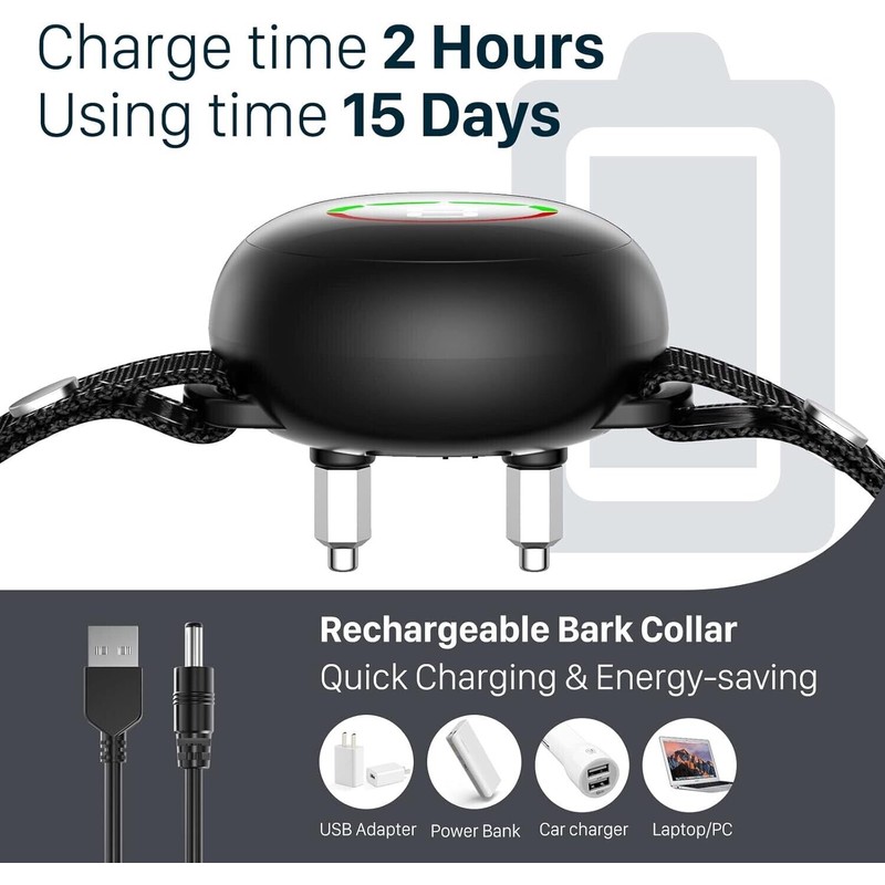 NBJU Rechargeable Anti Barking Collar with 5 Adjustable Sensitivity For