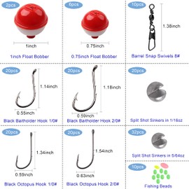 Fishing Hook Bobbers Tackle Kit, 160pcs Octopus Hooks Baitholder Fishing Hooks Floating Bobber Swivels Fishing Accessories Box