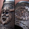 Arola Taza de hacha vikinga, taza de cerveza de calavera