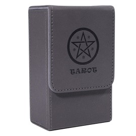 GLOBLELAND Gray Tarot Card Case 5.39x3.35 Inch Fold Top Tarot Cards Holder Imitation Leather Tarot Card Box for Standard Size Tarot Cards (3.03x1.67 inch)