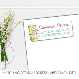 Girls Watercolor Baby Shower By Mail Invitations, Virtual Baby Shower Invitation Card Sets With Matching Return Address Labels, Far Away Baby Shower Invitations For Girls