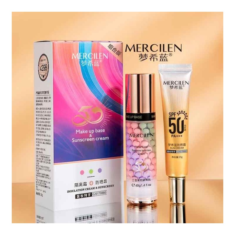 Mercilen Makeup Base and Sunscreen Set, SPF 50 PA+++