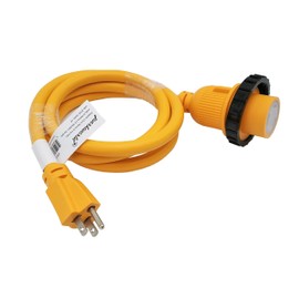 Parkworld 691968 Shore Power Adapter Cord Household 15A Male 5-15P to L5-30R RV/Camper/Marine 30A Female with Locking Ring (6FT)