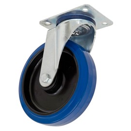 Ø125mm Heavy-Duty Blue Elastic Rubber Swivel Castor Wheel - Trade