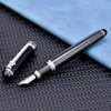 Lanxivi Duke D2 Fountain Pen Black Silver Trim Fine Nib