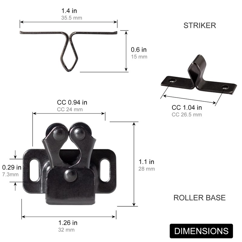 Keenkee 4 PCS Cabinet Latch Double Roller Catch Hardware for