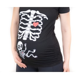 Maternity Skeleton Xray T-Shirt Pregnancy Baby Costume Spandex Cotton Tee (Maternity Large)
