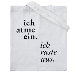 RF&CM Cotton Bag / I Breathe In/Funny and Sustainable Eco Fabric Bag with Saying - for Shopping, Gift, Environmentally Friendly, White