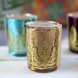 Indian Jewel Henna Votives - 12pcs - Vintage Glass Tealight Candle Holders by Kate Aspen, Home Décor Table Decoration Favors Gifts for Wedding, Bachelorette, Bridal Shower Party