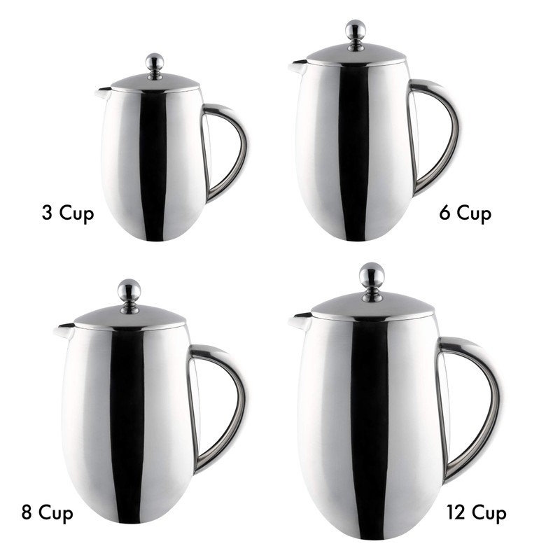 3 Cup Stainless Steel Double Wall Cafetiere