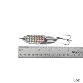 3pcs Fish WOW! 3oz Fishing Kast Spoon with a Treble Hook Fish Chrome Jig Bait Lures Holographic Laser Silver Tape Kast Master Style Champ Spoons