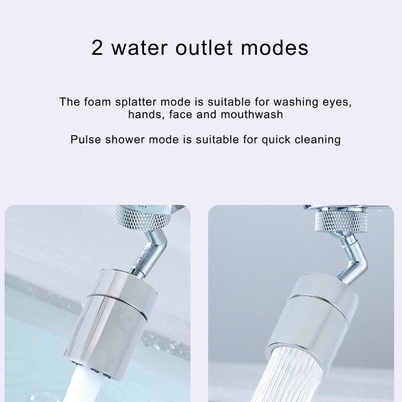 720° Rotatable Sink Faucet Aerator Sprayer Head with 2 Water