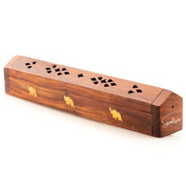 SAMASIA wooden incense holder box | Ash Catcher and Cone Burner | For Aromatherapy, Meditation, Yoga, Reiki, Weddings