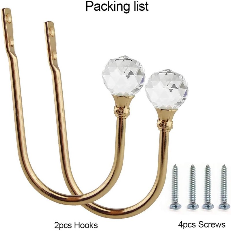 COCIVIVRE 2 Pack Curtain Holdbacks Wall Mounted Curtain Tiebacks Hooks