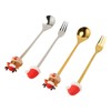4Pcs Christmas Spoons and Forks Set Stainless Steel Cartoon Funny