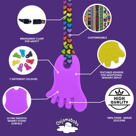 Sensory Oojamabobs - Foot Pendant chew Necklace - Autism - Purple with Lanyard (6 Designs Available!) (54cm, Purple Swirl)