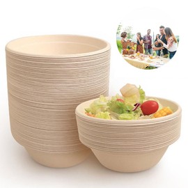 Coztie Soup Bowl, 100 Pieces Disposable Bowls 250 ml Soup Bowls Disposable, Sugar Cane Bagasse Disposable Bowls, compostable Disposable Bowls for BBQs Party and Picnic Paper Bowls 11.5 x 4.5 cm