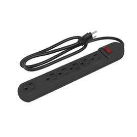 SANELEC, Barra Multicontacto, 6 Entradas, Protección de Sobrecargas, Cable de 75 cm, Modelo 1201