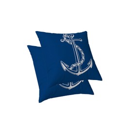 ggaimwf Cushion Covers Nautical Anchor Decorative Cushions Maritime Navy Blue Linen Pillow Covers for Sofa Couch Bedroom Living Room Kids Ocean Sailing Theme Throw Pillowcases 50x50cm Set of 2