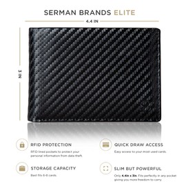SERMAN BRANDS Mens Slim Bifold Wallet RFID Blocking Minimalist Front Pocket Full Grain Leather Wallets for Men - Thin & Stylish (Modern Black Elite)
