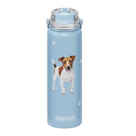 SERENGETI - Botella de agua de acero inoxidable de 24 onzas con tapa a prueba de derrames, doble pared aislada al aspiradora, impresión 3D realista de tu perro favorito (Jack Russell Terrier)