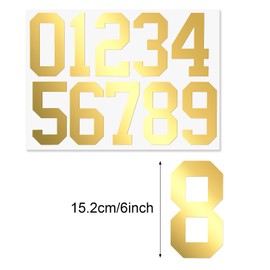 TaoBary 8 Sheets Mailbox Numbers Stickers Waterproof Vinyl Number Stickers Self Adhesive 0-9 Vinyl Decals for Car/Home/Residence(6 Inch,Gold)