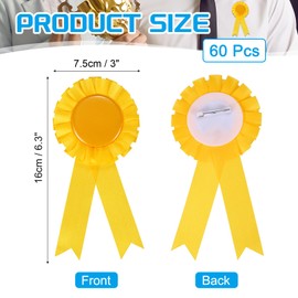 PATIKIL 60 Pcs Award Ribbons, 1st, 2nd, 3rd Place Winner Recognition Ribbon Blank Prize Ribbons Participation Medal Ribbons for Competition Sports Event, Yellow