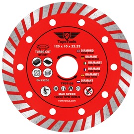 1 x TopsTools TTDT125 125mm (5 inch) x 10mm x 22.23mm Bore Turbo Diamond Angle Grinder Circular Saw Blade