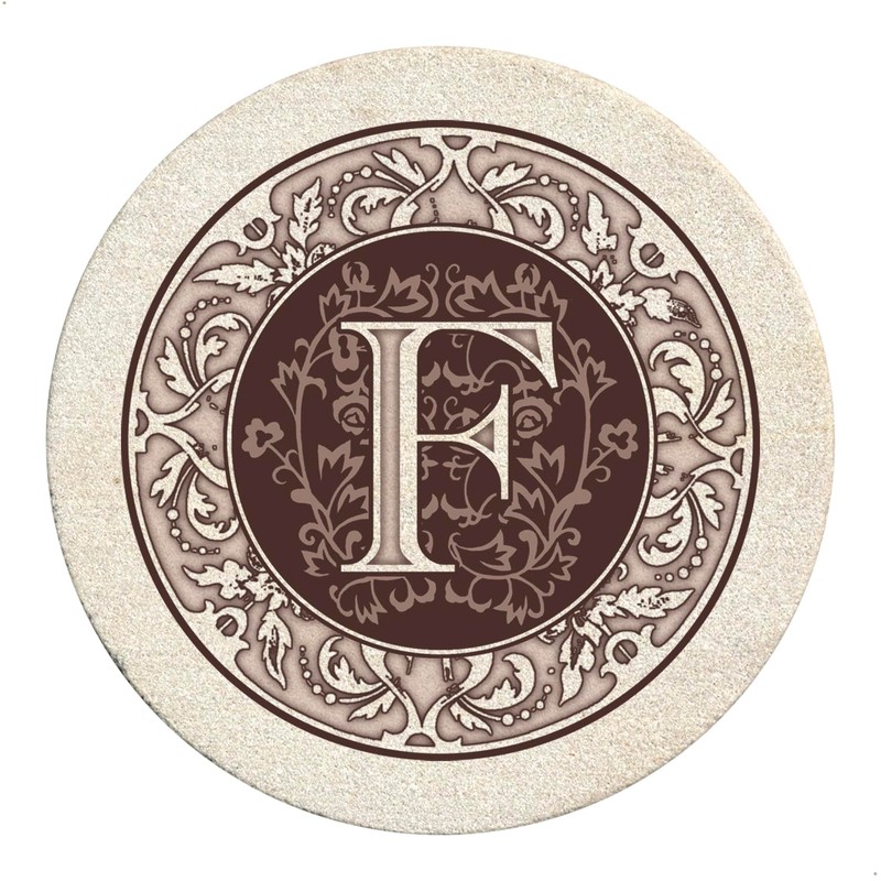 Thirstystone Monogram Letter F Natural Sandstone Coaster 4 Pack Manufactured