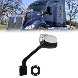 SEPEY Hood Mirror for KENWORTH T680/PETERBILT 579 587, Passenger Side Chrome Hood Mirror Assembly for KENWORTH T680, PETERBILT 579/587, Right
