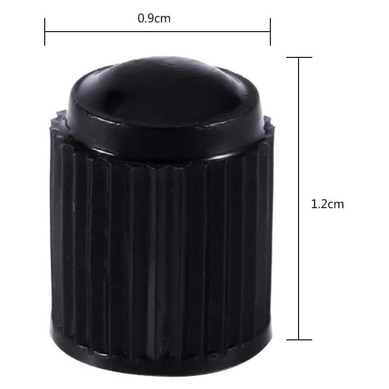 Tapones de válvula de neumático, 100 Piezas de plástico Negro