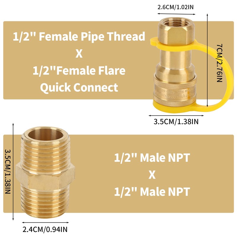 1/2 Inch QDD LP Natural Gas Quick Connect Fittings Kit,
