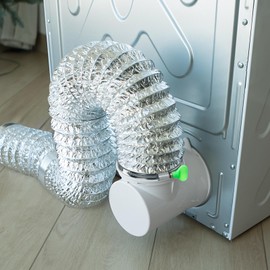 LOVIGA 90 Degree Dryer Vent Elbow with Hose Dryer Vent Connector, Space Saving Dryer Vent Connection, Easy Install Snap-on Dryer Vent Hose for Tight Space 4 Inch