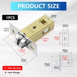 35mm Tubular Latch, Flat Tubular Mortice Latch Nickel Internal Door Latch Satin Chrome Tubular Latch Interior Door Latch Sprung Lever Door Handles for Bedroom Bathroom with Tubular Mortice Design