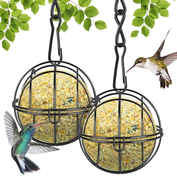 OFFCUP Fat Ball Bird Feeder, 2pcs Metal Fat Ball Bird