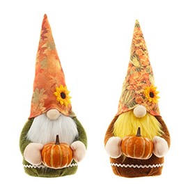 Innodude 2 PCs Chrismas Gnomes, Thanksgiving Gnomes Outdoor, Fall Gnomes, Thanksgiving Fall Gnomes Decorations for Home, Thanksgiving Gift, Dwarf Figurine with Pumpkin Autumn Maple Leaves