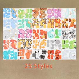 CCINEE 25 Pcs Educational 3D Cartoon Puzzles for Kids,3D Animal Learning Educational Paper Puzzle Game for DIY Crafts Gifts